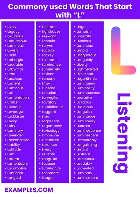450+ Words Starting with L List, Meaning, PDF