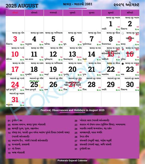 Gujarati Calendar 2025 | Gujarat Festivals | Gujarat Holidays 2025