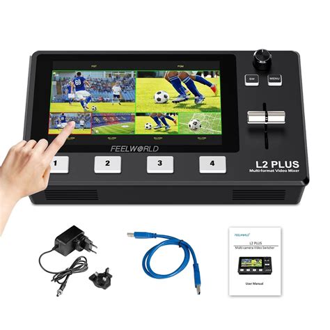 FEELWORLD L2 Plus Multi Camera Video Mixer Switcher, 5.5 inch LCD Touch ...