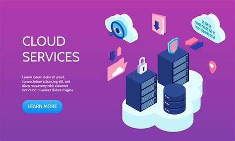 Banner orizzontale con tecnologia cloud con simboli di servizi cloud ...