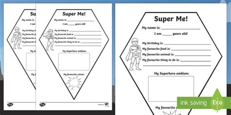 All About Me Superhero Emblem Worksheet / Worksheet, worksheet