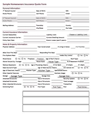 Homeowners Insurance Quote - Fill and Sign Printable Template Online