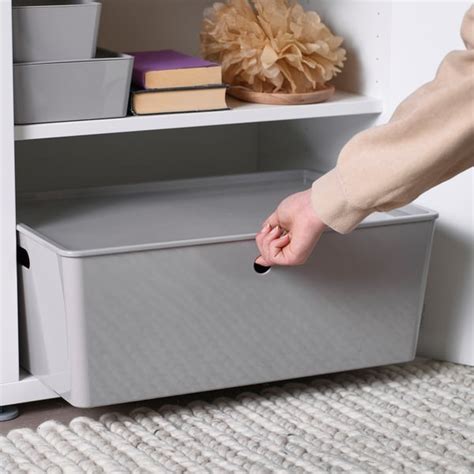 KUGGIS box with lid, light grey, 37x54x21 cm (14 ½x21 ¼x8 ¼") - IKEA
