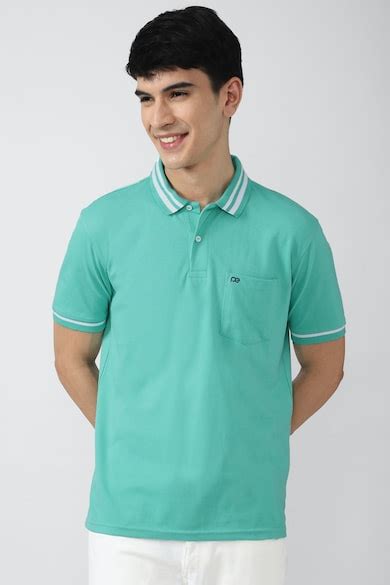 Buy Men Green Solid Polo Neck Collar T-shirt Online - 738376 | Peter ...