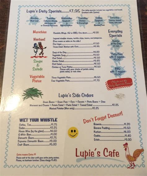 Menu at Lupie's Cafe, Charlotte, Monroe Rd