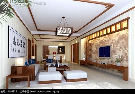 仿古室内设计豪华客厅效果图制作高清图片下载_红动中国