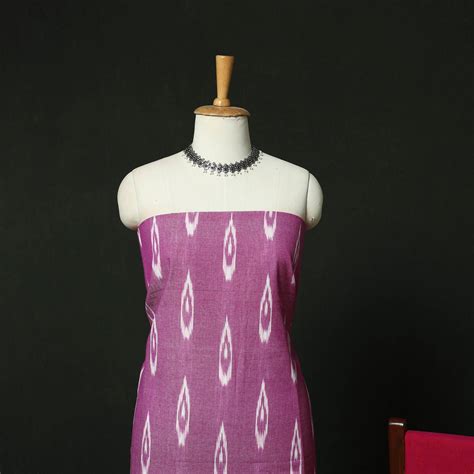 Pochampally Ikat Cotton 3pc Unstitched Dress Material Suit Set