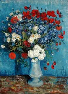 i fiori di gogh vaso di fiori con fiordalisi e papaveri olio su tela di i fiori di gogh vaso di fiori con fiordalisi e papaveri olio su tela di
