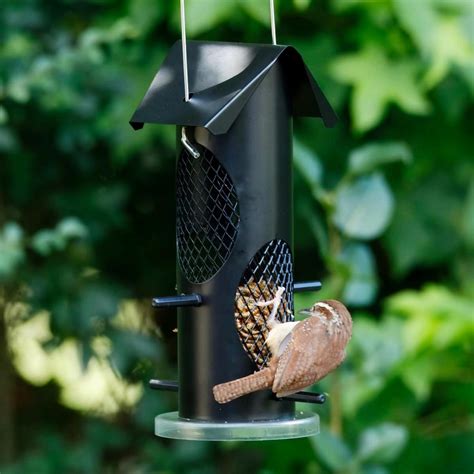 Kingsyard Caged Squirrel Proof Tube Bird Feeder with Rainproof Dome