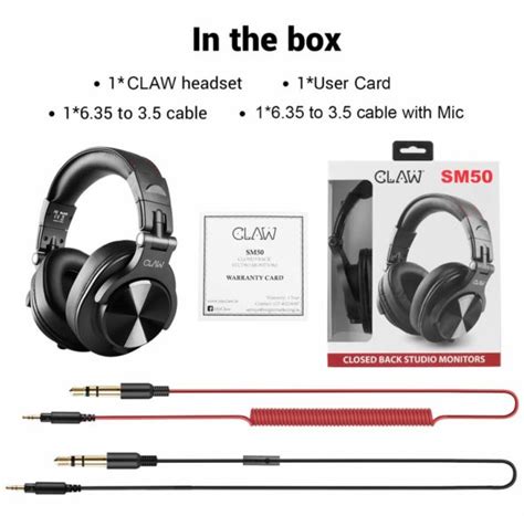 CLAW SM50 Professional Studio Monitoring DJ Headphones with 2 ...