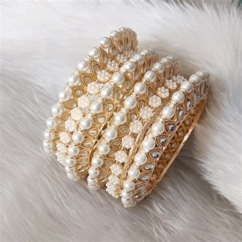 Pooja Bangles Gold Plated Pearl Bangles Set – JewelEMarket