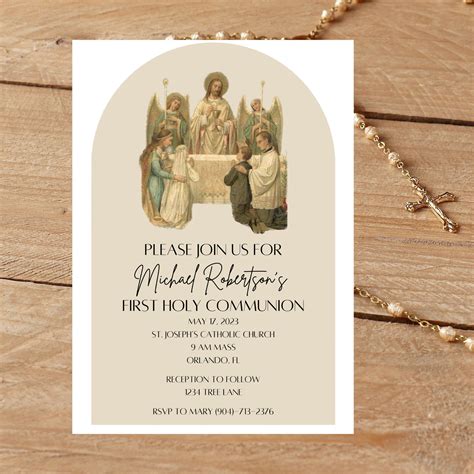 Traditional First Communion Invitation - 1st Holy Communion Invite ...