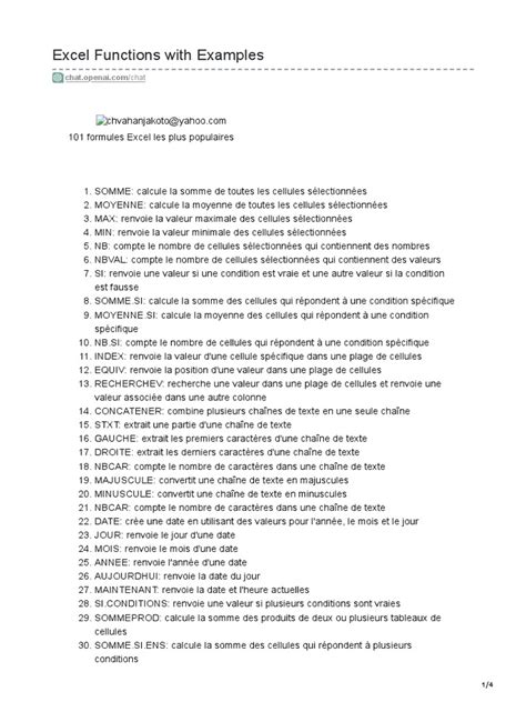 Excel Functions With Examples | PDF