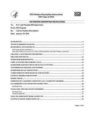 Fillable Online fms cdc EIS Position Description Instructions EIS Class ...