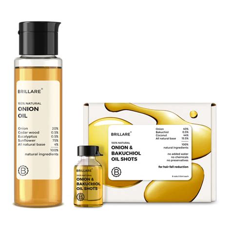Brillare Onion & Bakuchiol Oil Shots And Onion Oil Combo For Hair Fall ...