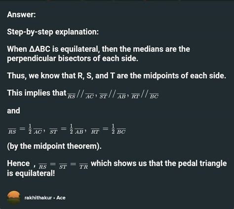 Prove that the Pedal triangle of an equilateral triangle is also an ...