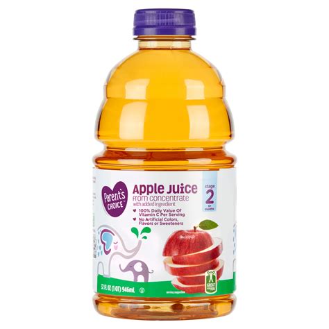 Parent’s Choice Apple Juice from Concentrate, Stage 2, 32 fl oz ...