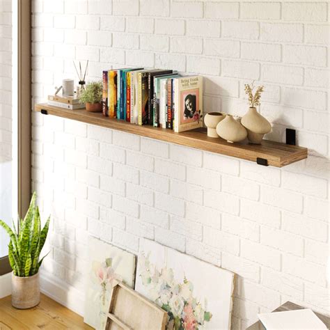 Loon Peak 60" x 7.25" Wooden Book Shelves, Long Shelf for Wall, Hanging ...