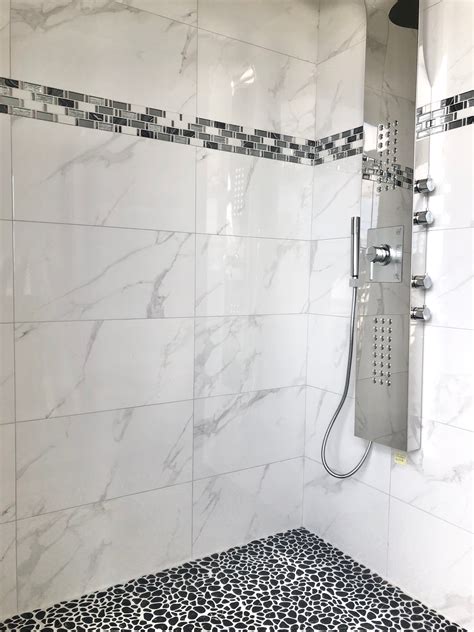 Black Pebble Tile Shower Floor