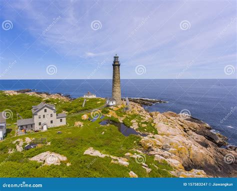 Thacher Island Lighthouse, Cape Ann, MA, USA Stock Image - Image of ...
