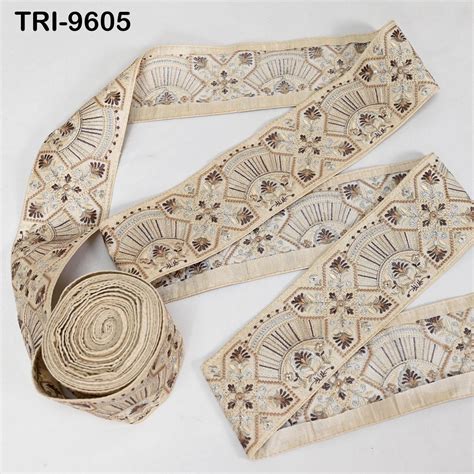 9 Yard Embroidered Fabric Trim Indian Embroidery Sari Border Crafting ...