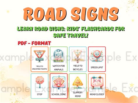 Road Signs Flashcards for Kids Graphic by Picmaster Studio · Creative ...
