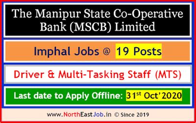 MSCB Manipur Recruitment 2020: Apply 19 Posts @ Driver & Multi-Tasking ...