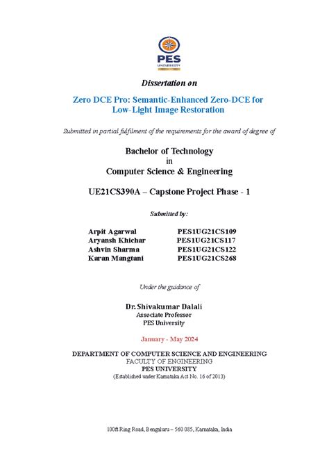 Table OF Content- review 3 - Dissertation on Zero DCE Pro: Semantic ...