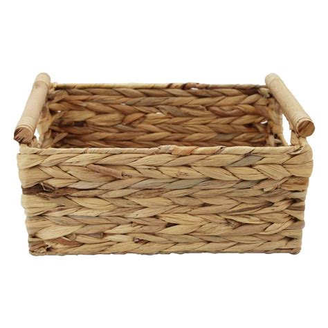HDKJ Storage Basket Made by Water Hyacinth with Wood Handles, Arts and ...