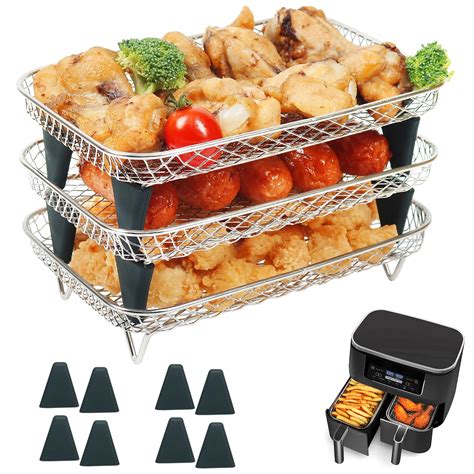 BYKITCHEN Air Fryer Rack for Ninja Dual Basket, 3 Layers, Air Fryer ...