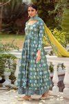 Buy Blue Floral Print Kalidar Kurta Sharara Set For Women by Rivaaj ...
