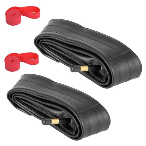 2Pack 700X35-43C Bike Inner Tube with 2 Rim Strip Schrader Valve Rubber ...