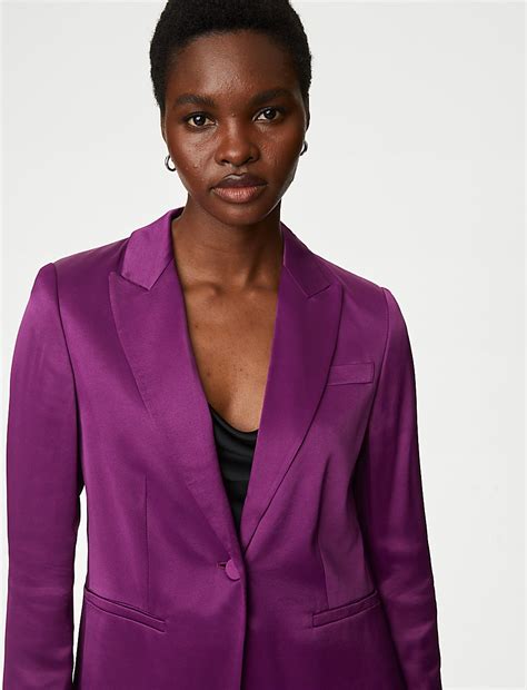 Satin Look Relaxed Single Breasted Blazer