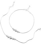 DHRUVS COLLECTION 925 Pure Silver Plain Threaded Snake Pattern Anklet ...