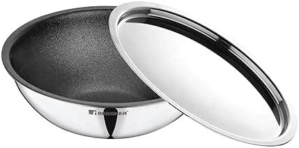 BERGNER Hitech-Peek Triply Stainless Steel Tasla/Tasra Kadai with Steel ...