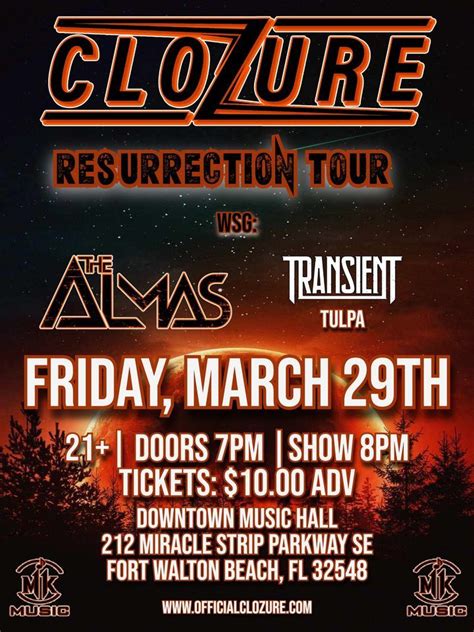 Clozure, The Almas, Transient, & Tulpa live at Downtown Music Hall ...
