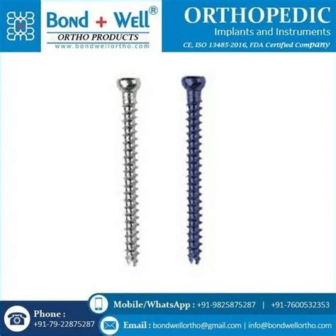 Bone Screws - 6.5 mm Fully Thread Orthopedic Implants Cancerous Screw ...