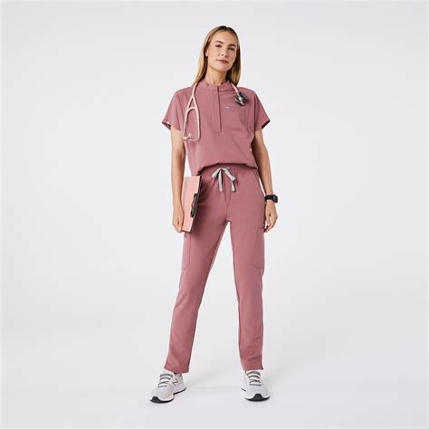 FIGS Womens Mauve Montex - Mock Neck Scrub Top, Size Large | Medical ...