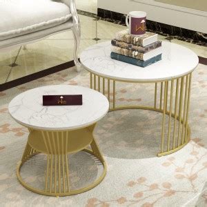 WoodenTwist Metallic Set of 2 Round Engineered Wood Coffee Table Price ...