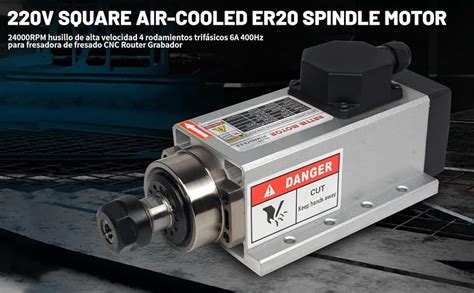 RATTMMOTOR CNC Router Spindle Motor 220V 2.2KW Square Air Cooled ...