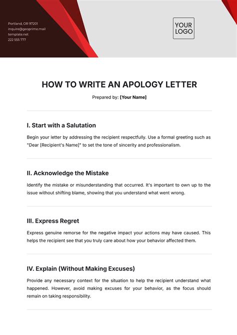 Free How to Write an Apology Letter Template to Edit Online