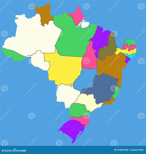 Colorful map of Brazil stock vector. Illustration of state - 41602798