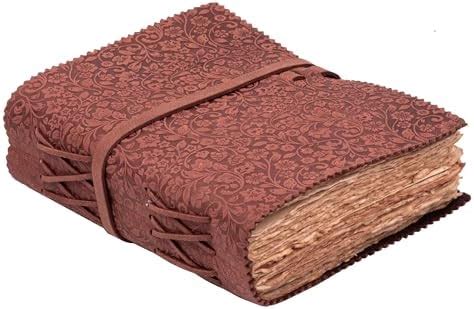 Pzyvelines- Leather Bound Floral Embossed Journal for Women Men - 200 ...