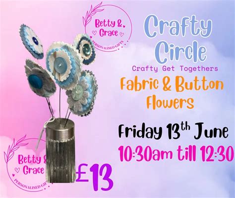 Fabric & button flowers , Middleport Pottery, Newcastle-under-lyme, 13 ...