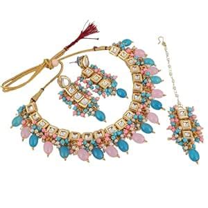 Lucky Jewellery Back Meenakari 18k Gold Plated Multicolor Square Shape ...