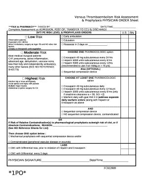 Venous Thromboembolism Risk Assessment Doc Template | pdfFiller