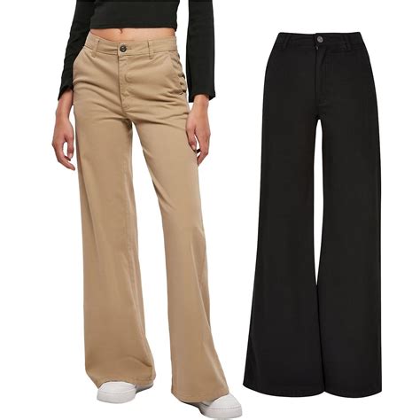 Urban Classics Ladies - High Waist Wide-Leg Chino Pants | Fruugo UK