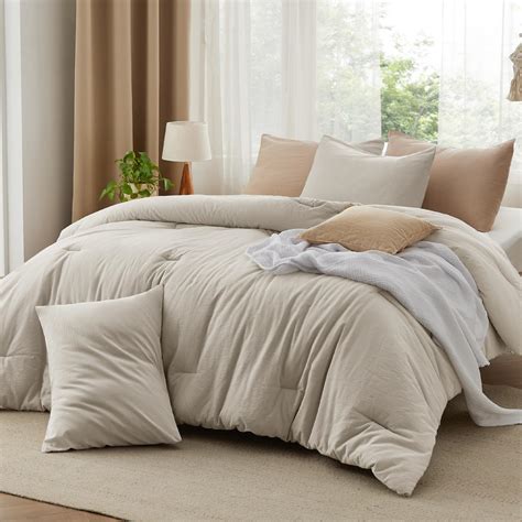 Amazon.com: Bedsure Comforter Set Twin Size - Cotton Fabric with ...