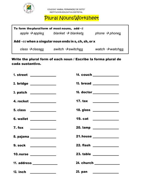 Single And Plural Worksheets