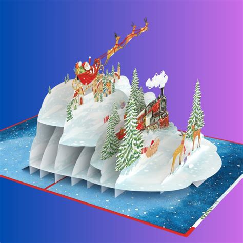 3d Christmas Card Containlol Christmas Train Pop Up Card 3D Vintage ...